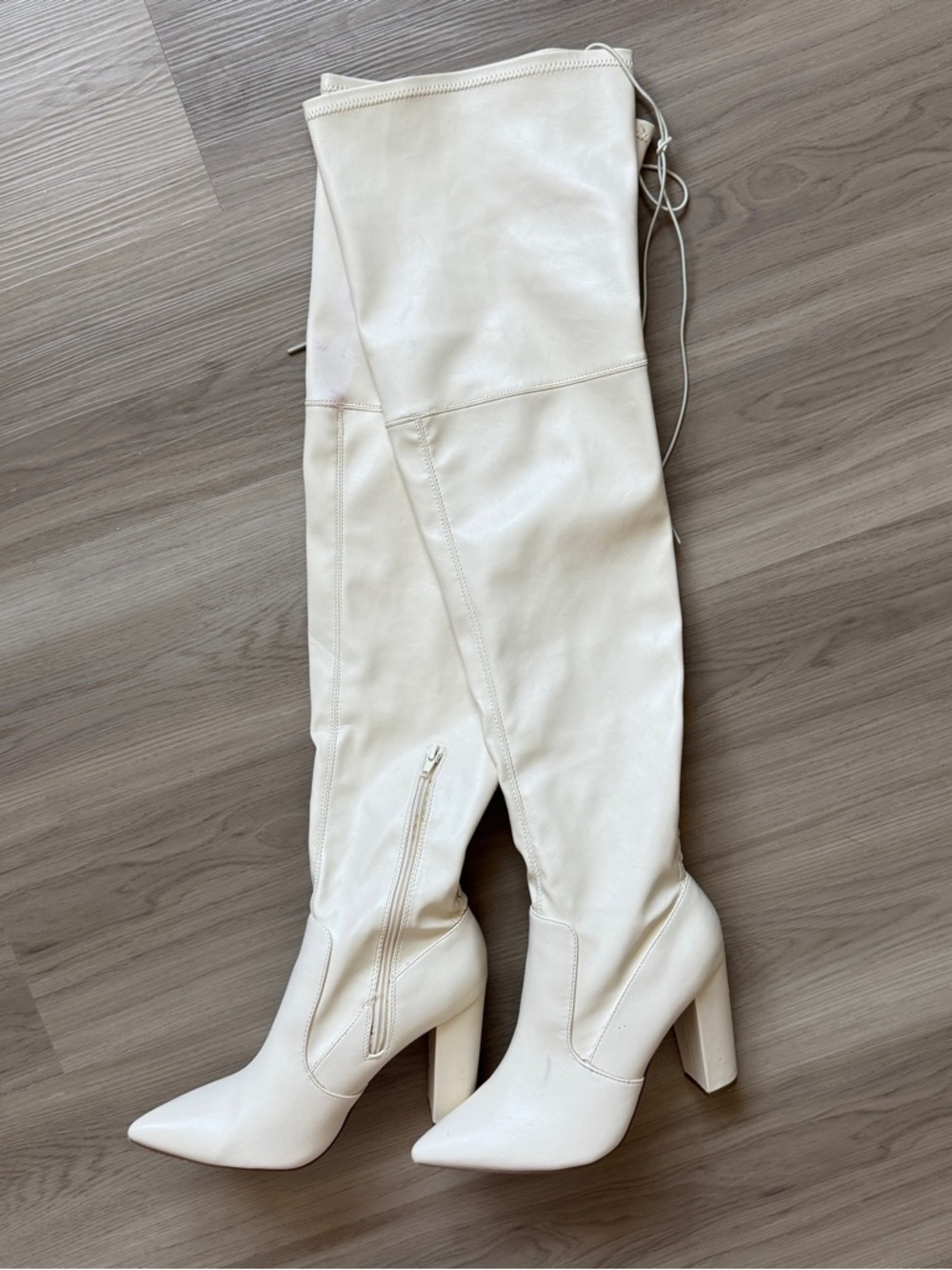 Tayson cream thigh high boots